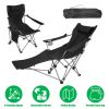 Reclining Camping Chair with Footrest 4-Position Adjustable Outdoor Folding Chair Heavy Duty Portable Camping Lounge Chair with Headrest Cup Holder &