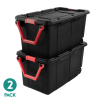 Large Wheeled Industrial Storage Bin, 40 Gallon Rugged Plastic Storage Tote with Latch Lid and Pull Handle, 2 Pack