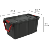 Large Wheeled Industrial Storage Bin, 40 Gallon Rugged Plastic Storage Tote with Latch Lid and Pull Handle, 2 Pack