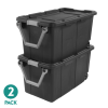 Large Wheeled Industrial Storage Bin, 40 Gallon Rugged Plastic Storage Tote with Latch Lid and Pull Handle, 2 Pack