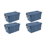 Large Wheeled Industrial Storage Bin, 40 Gallon Rugged Plastic Storage Tote with Latch Lid and Pull Handle, 2 Pack