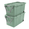 Large Wheeled Industrial Storage Bin, 40 Gallon Rugged Plastic Storage Tote with Latch Lid and Pull Handle, 2 Pack