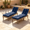 Outdoor Lounge Chaise Cushion Set of 2 73 X 22 with High Back String Ties for Comfortable Seating