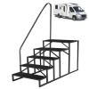 Hot Tub Steps Outdoor, RV Steps with Handrail, Portable RV Stairs 2/3/4/5 Step, Heavy Duty Truck Camper Steps Ladders for Travel Trailers, 5th Wheel,