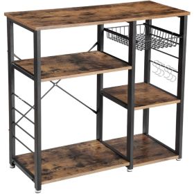 3-Tier Kitchen Baker's Rack Utility Microwave Oven Stand Storage Cart Workstation Shelf White Oak (Color: Brown)