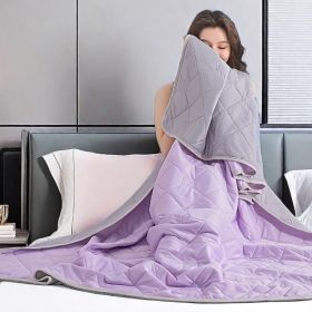 Premium Cotton Summer Comforter - Ultra-Soft All-Season Lightweight Bedding for Throw/Queen/King Size, Breathable Air Conditioning Quilt with Crafted (Color: Purple, size: 200cm x 230cm)