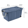 Large Wheeled Industrial Storage Bin, 40 Gallon Rugged Plastic Storage Tote with Latch Lid and Pull Handle, 2 Pack