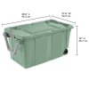 Large Wheeled Industrial Storage Bin, 40 Gallon Rugged Plastic Storage Tote with Latch Lid and Pull Handle, 2 Pack