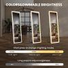 3 Color Lighting Mirror with LED Lights, 64"x21" Lighted Floor Standing Mirror with Stand, Wall Mounted Hanging