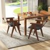 Mid Century Wooden Accent Chairs with Leathaire Seat Cushions Set of 2