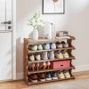 5/6-layer practical storage rack, shoe rack, space-saving design, multi-layer independent storage rack, wood grain finish, easy to assemble, self-sup