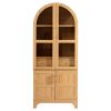 71" Tall Arched Kitchen Pantry Cabinet with Door Shelves, Farmhouse Kitchen Storage Cabinet with Open & Adjustable Shelves, Hidden Drawer & Glass Doo