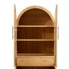 71" Tall Arched Kitchen Pantry Cabinet with Door Shelves, Farmhouse Kitchen Storage Cabinet with Open & Adjustable Shelves, Hidden Drawer & Glass Doo