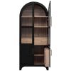 71" Tall Arched Kitchen Pantry Cabinet with Door Shelves, Farmhouse Kitchen Storage Cabinet with Open & Adjustable Shelves, Hidden Drawer & Glass Doo