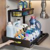 1/2pcs kitchen rack for sink organization and storage, under sink organization, sliding pull-out cabinet organization rack, metal sliding drawer, for