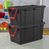 Large Wheeled Industrial Storage Bin, 40 Gallon Rugged Plastic Storage Tote with Latch Lid and Pull Handle, 2 Pack