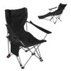 Reclining Camping Chair with Footrest 4-Position Adjustable Outdoor Folding Chair Heavy Duty Portable Camping Lounge Chair with Headrest Cup Holder &