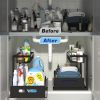 1/2pcs kitchen rack for sink organization and storage, under sink organization, sliding pull-out cabinet organization rack, metal sliding drawer, for