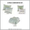 Full/Queen 5 Piece Seersucker Comforter Set with Throw Pillows