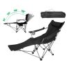 Reclining Camping Chair with Footrest 4-Position Adjustable Outdoor Folding Chair Heavy Duty Portable Camping Lounge Chair with Headrest Cup Holder &