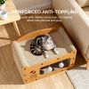 Indoor cat scratching board house, sturdy frame 2-in-1 cat furniture, resting bed and scratching post, large cardboard cat hiding place with teasing