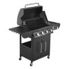 Gas Grill, 4 Burner Propane Gas Grill with Side Burner, 425 SQ.In Grilling Area, Carbon Steel Enamel Grates, Outdoor 52,000 BTU Patio Garden BBQ Gril