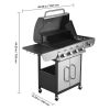 Gas Grill, 4 Burner Propane Gas Grill with Side Burner, 425 SQ.In Grilling Area, Carbon Steel Enamel Grates, Outdoor 52,000 BTU Patio Garden BBQ Gril