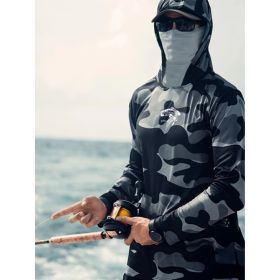 Fishing Hoodie Face Mask Neck Cover Sailing Shirt Summer Men Long Sleeve Sun Protection Hunting Jersey Camisa De Pesca Performance Fish Gear Beac (Option: XXXL)