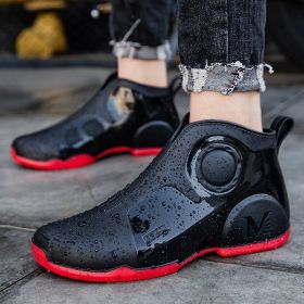 Motorcycle Rain Boots Men's Summer Youth Outdoor Non-slip Wading Shoes Fashion Low Top Flat Work Shoes Rubber Shoes (Option: Red-43)