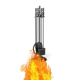 5-Pieces Fireplace Tool Set for Outdoor & Indoor (Color: Black, Type: Fireplace Tools)
