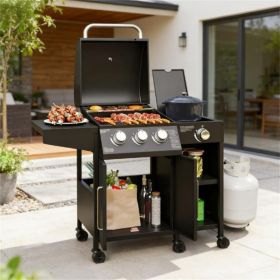 Burner, gas grill, outdoor barbecue grill (Color: Black)