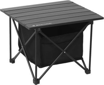 Portable Camping Table Ultralight Aluminum Camp Table Folding Compact Beach Table for Camping Hiking Backpacking Outdoor Picnic(Reinforced Frame- (size: Black, Reinforced Stand With Storage  Small)