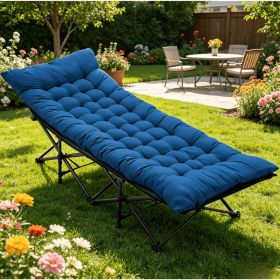 Foldable camping bed with mattress, sturdy and durable folding bed (Color: Blue)